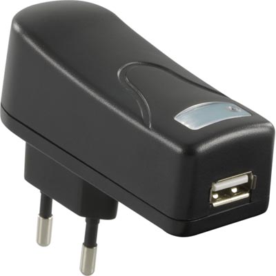 Deltaco USB laturi, USB tyyppi A naaras, 1A, musta